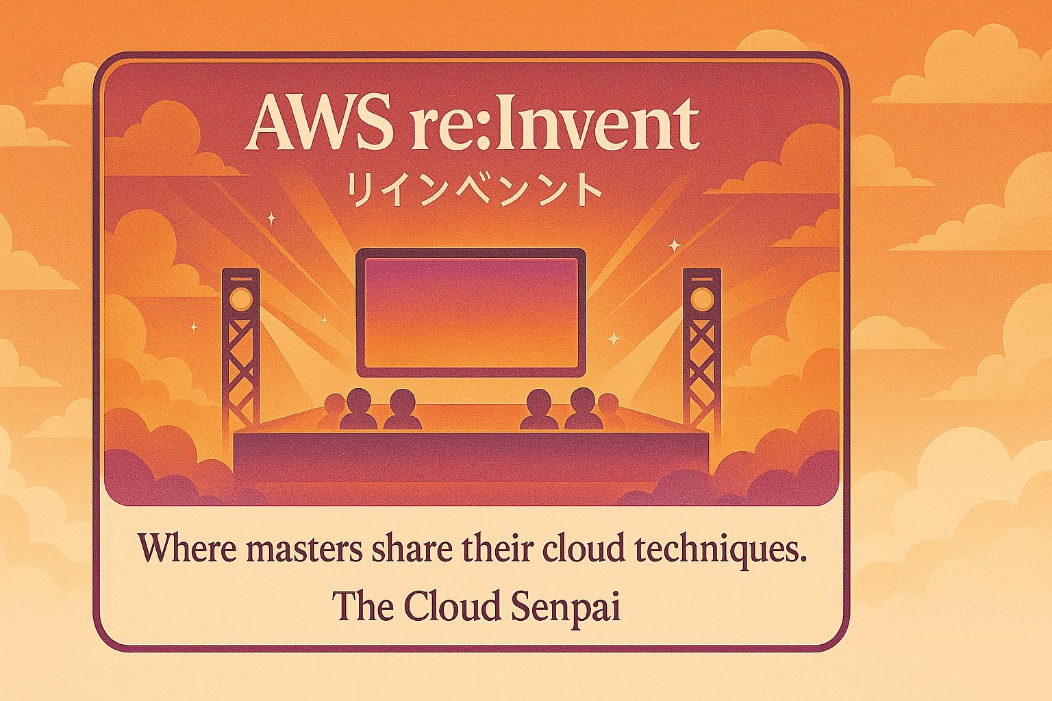 AWS re:Invent — stage with warm lights and audience silhouettes